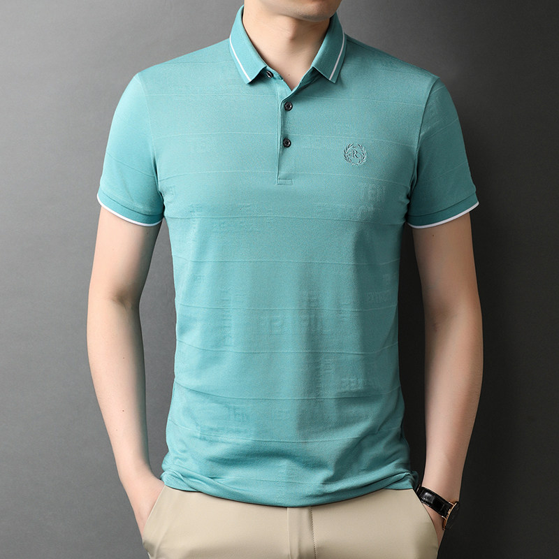 夏季纯棉短袖男士翻领T恤商务休闲刺绣POLO衫男半袖QLM88175-P75,男装T恤,电商B212（原钱塘6029）