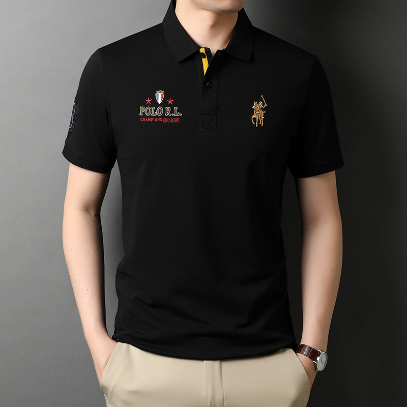 纯棉短袖T恤男上衣夏季青年男士休闲刺绣POLO衫潮流体恤D2171-P65,男装T恤,电商B212（原钱塘6029）