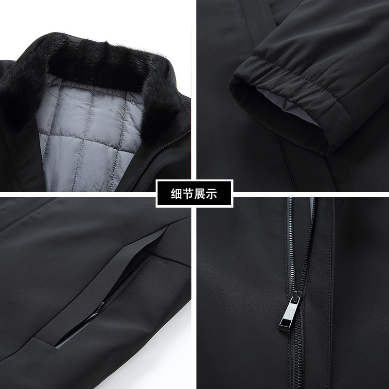 棉衣男脱卸水貂毛领冬季中年男士休闲棉服爸爸冬装外套ZK17-P185,男装棉衣,电商B212（原钱塘6029）