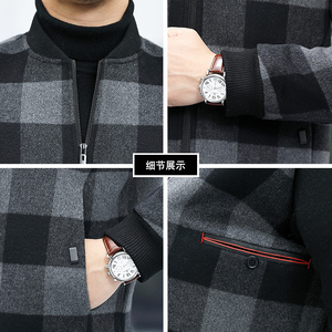 羊毛夹克男脱卸毛领秋冬男士休闲双面呢冬装毛呢子外套L2151-P330图片