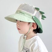 宝宝帽子夏季 透气网眼防晒帽卡通男女儿童出游户外披肩遮阳帽 薄款