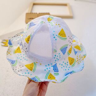 婴儿遮阳帽夏季薄款宝宝帽子儿童防晒帽男童女童太阳帽网格渔夫帽