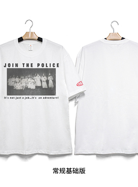 Retro47 Join The Police美式复古90年代纯棉男女街头宽松短袖T恤