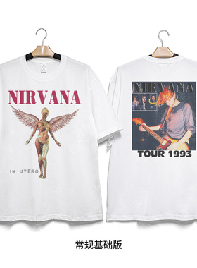 Retro47涅槃乐队Nirvana柯本专辑同款T恤美式复古Vintage纯棉短袖