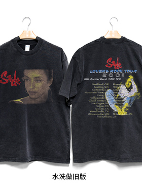 Retro47 Lovers Rock SADE莎黛重磅水洗做旧pop风音乐宽松短袖T恤