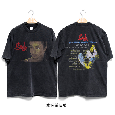 Retro47 Lovers Rock SADE莎黛重磅水洗做旧pop风音乐宽松短袖T恤