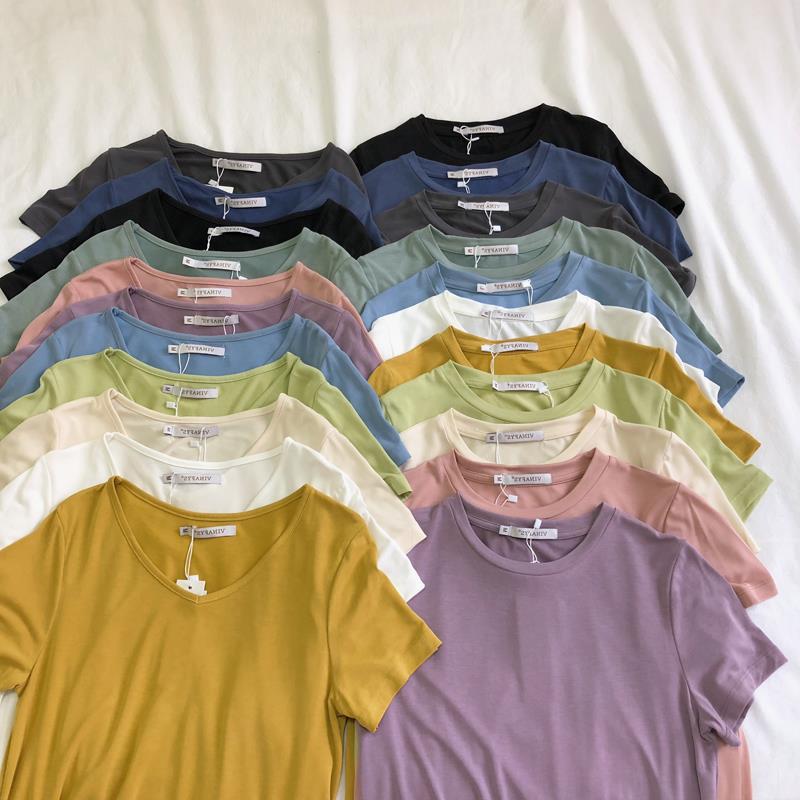 软糯铜氨丝薄款铜氨丝休闲短袖