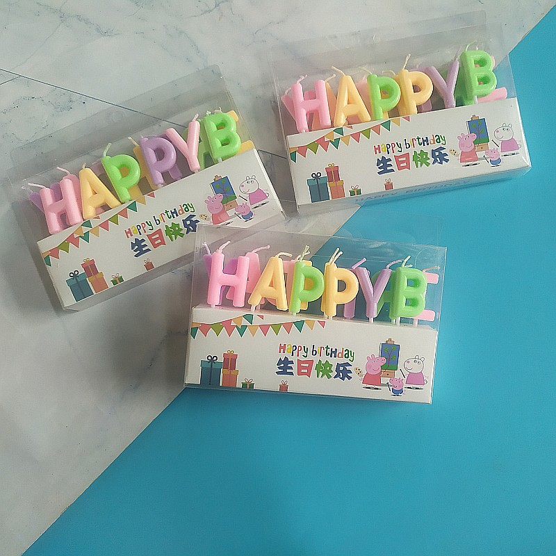 英文字母蜡烛彩虹生日快乐宝宝周岁蛋糕装饰无烟镀金金色字母蜡烛