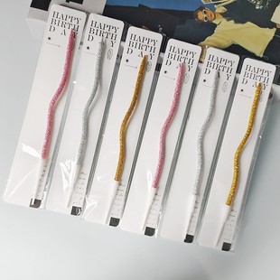 網(wǎng)紅曲線蠟燭蛋糕裝 螺紋金色銀色彎曲生日蠟燭 飾插件單支獨立包裝