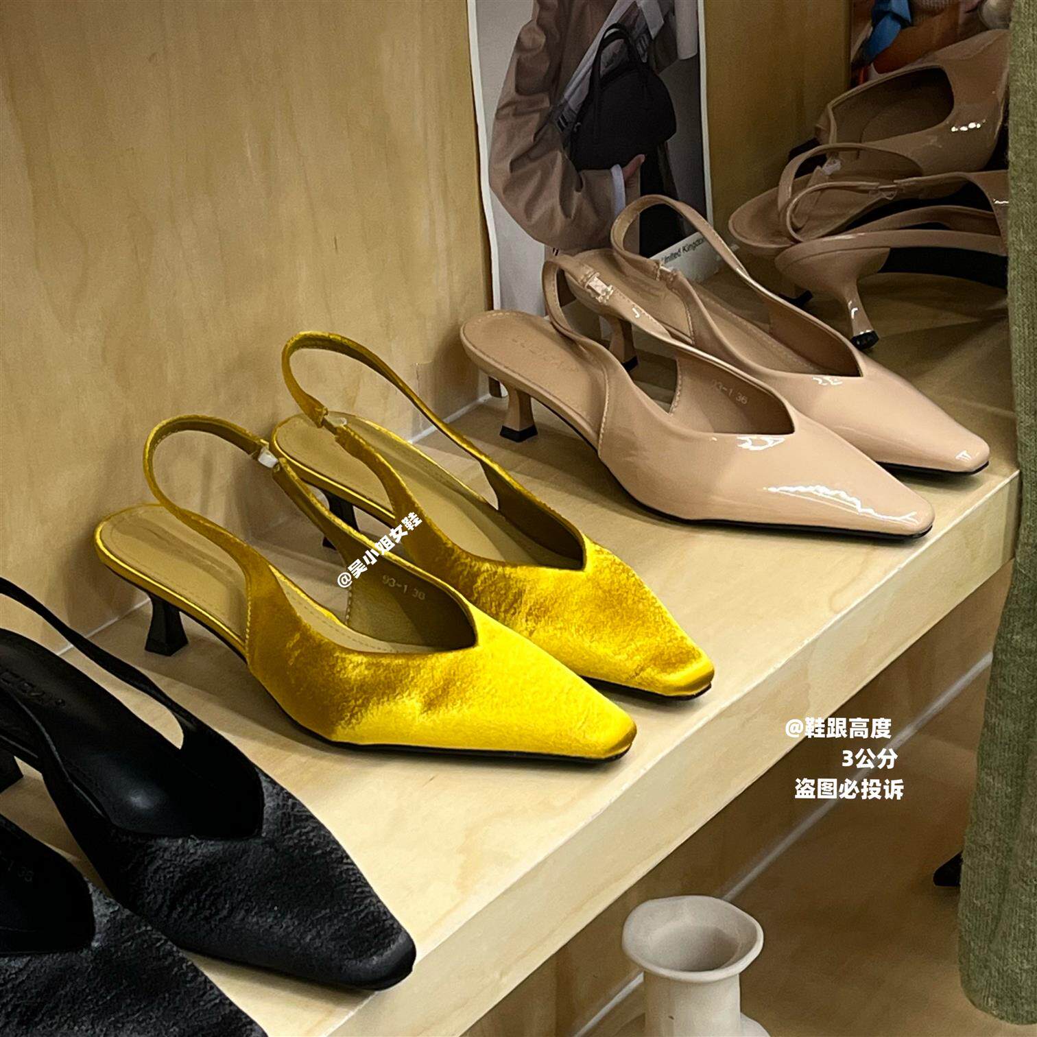 裸色方头！2026夏季新款法式气质高跟鞋时尚百搭显瘦包头后空凉鞋