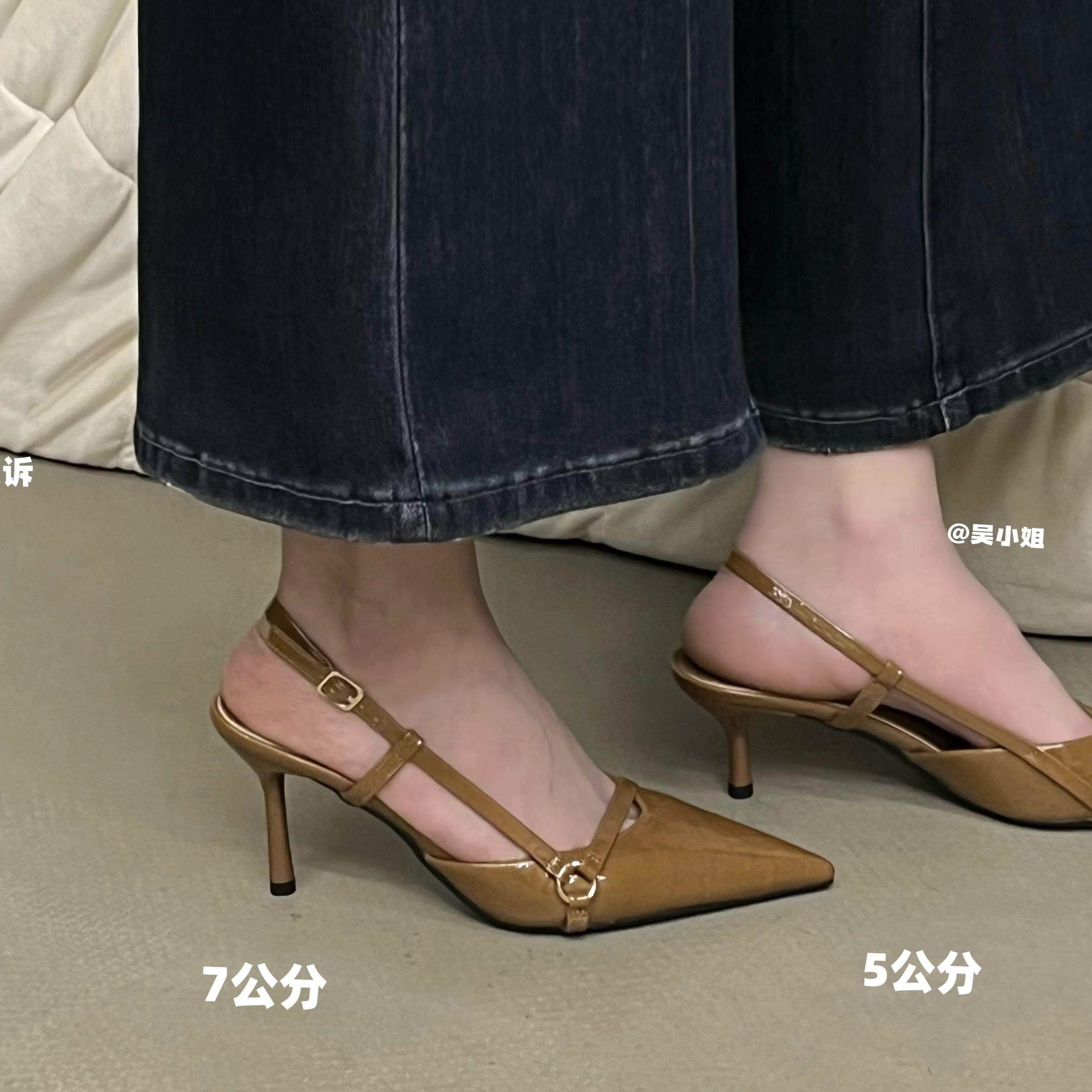 2026夏季新款小众设计感辣妹尖头浅口后空细跟高跟鞋时尚百搭凉鞋