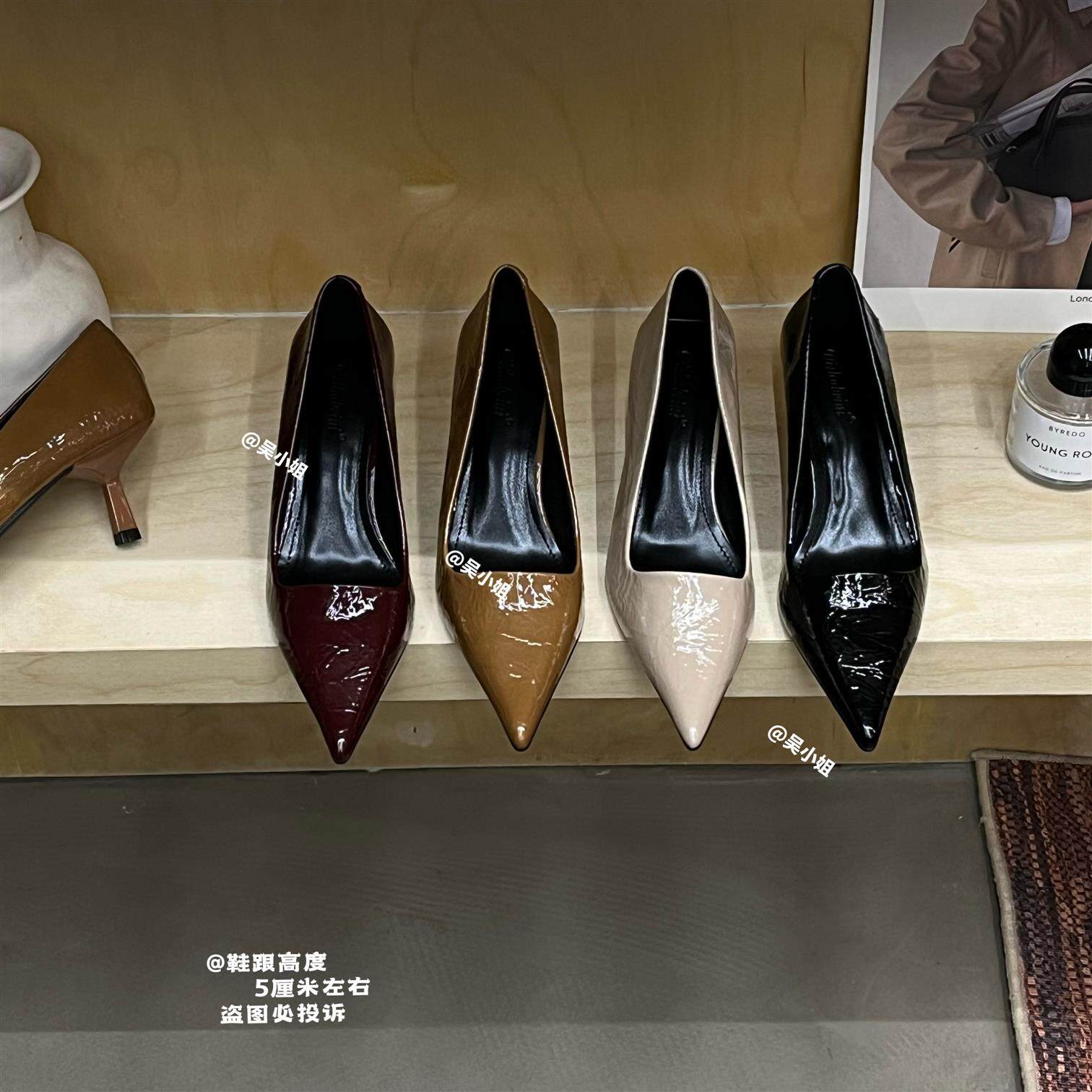 气质款！2026春季新款漆皮尖头浅口高跟女鞋黑色细跟法式气质单鞋