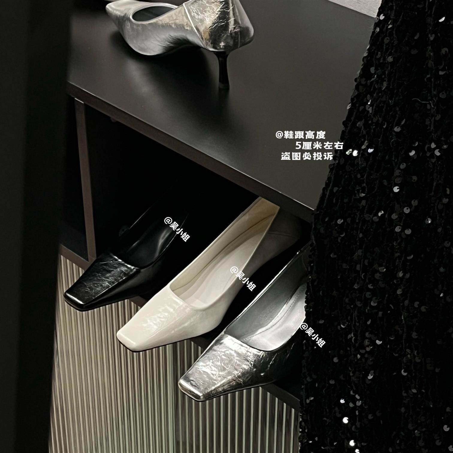 方头银色！2026春季新款方头浅口高跟鞋女时尚百搭气质一脚蹬单鞋