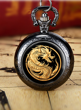 龙年新款民族风国潮龙图腾复古本命年怀表项链表创意个性礼物表