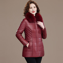 2025新款海宁皮衣女真皮羽绒服短款加绒加厚中老年妈妈皮棉衣外套