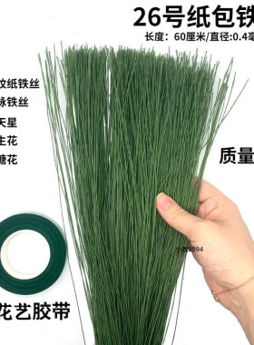 手工DIY纸包花艺细铁丝 26号叶脉铁丝纸花材料花杆铁丝满天星花径