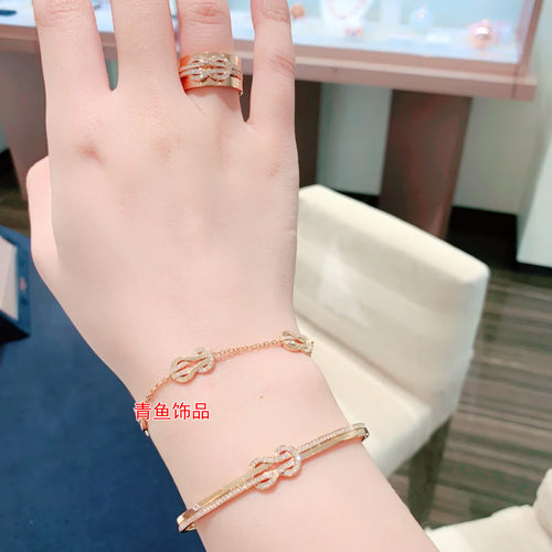 纯银18k金force10马蹄三花字手链