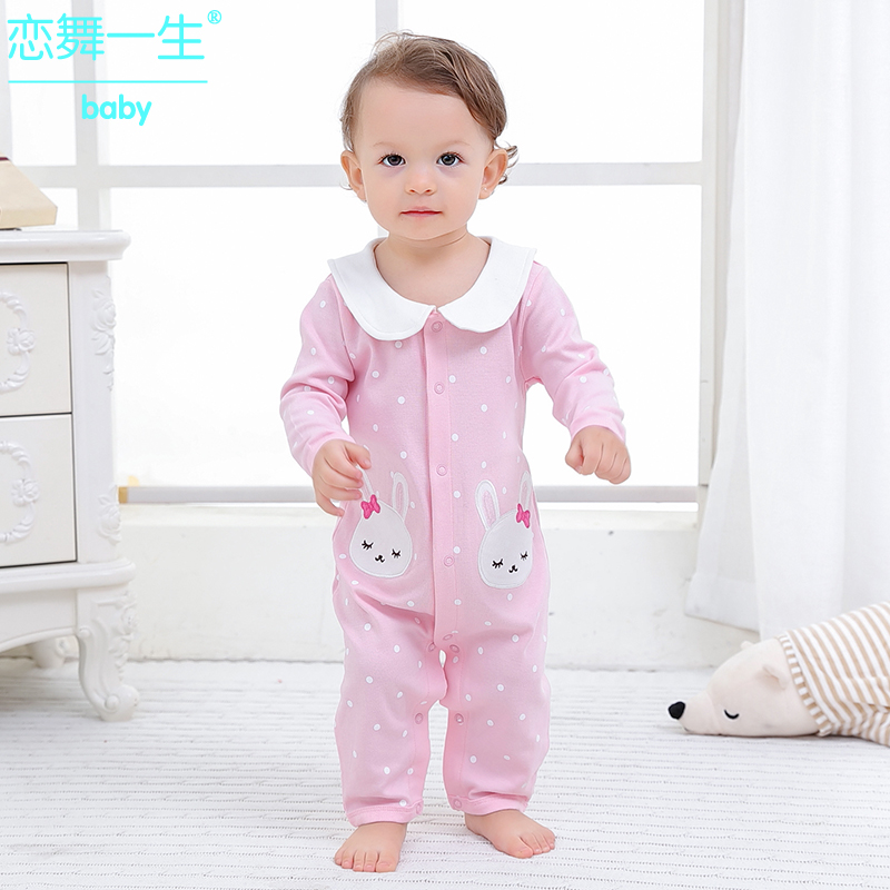 初生新生兒衣服純棉夏季男女寶寶滿月連體衣外出哈衣嬰兒爬服春裝