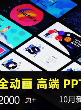 高端动态动画PPT模板 图表图文简约艺术现代时尚商务欧美模版素材