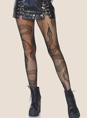 镂空渔网袜网红你还睡的着吗菱格ins潮纯蟒蛇黑丝打底连裤网袜