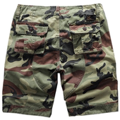 AF＆LF夏季 复古士直筒中腰棉迷彩补丁休闲短裤 五分工装 裤