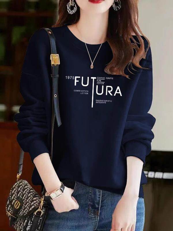 加绒加厚卫衣女士春秋2025新款韩版宽松显瘦圆领套头外套洋气上衣