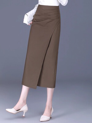 开叉半身裙女春秋薄款高腰显瘦不规则包臀裙时尚气质减龄一步裙子