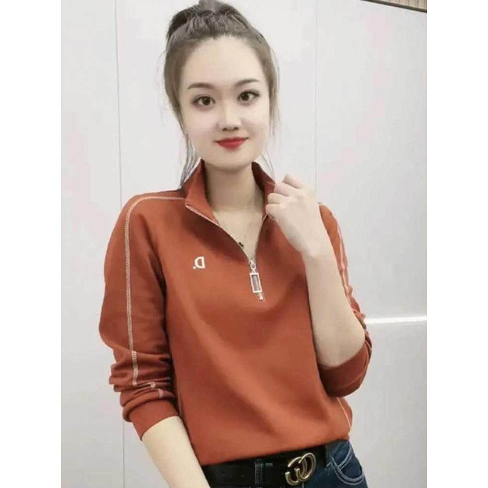 立领女士卫衣春秋2025新款气质宽松显瘦大码胖mm遮肚减龄洋气上衣