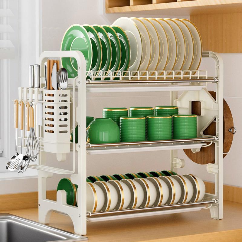 加厚碗碟沥水架厨房置物架塑料碗架碗柜多功能放碗盘架收纳碗碟架