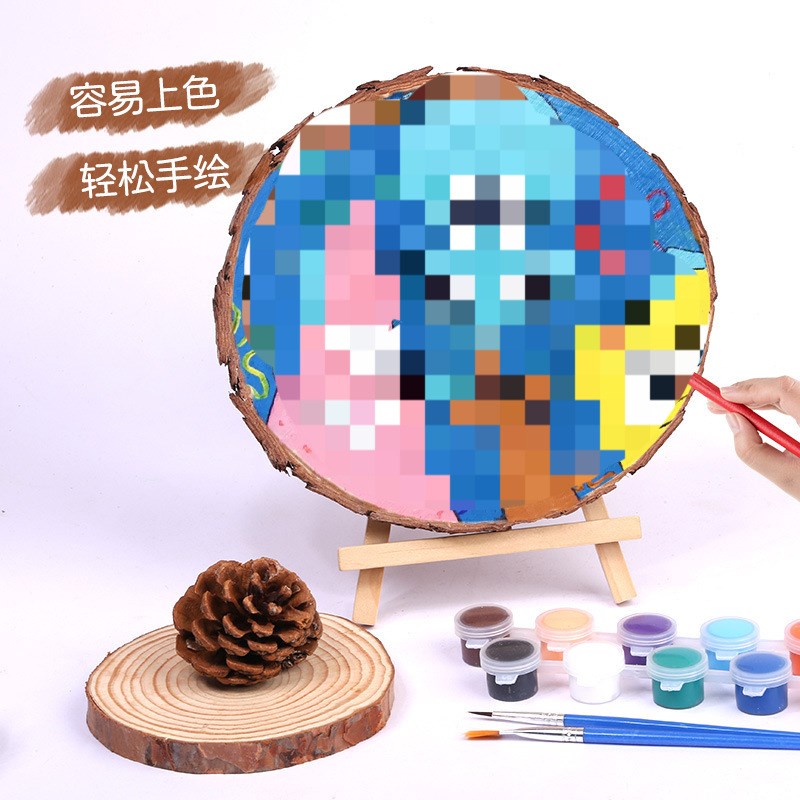 原木片圆形木片装饰年轮片小木块幼儿园手绘画圆木片手工diy材料图片