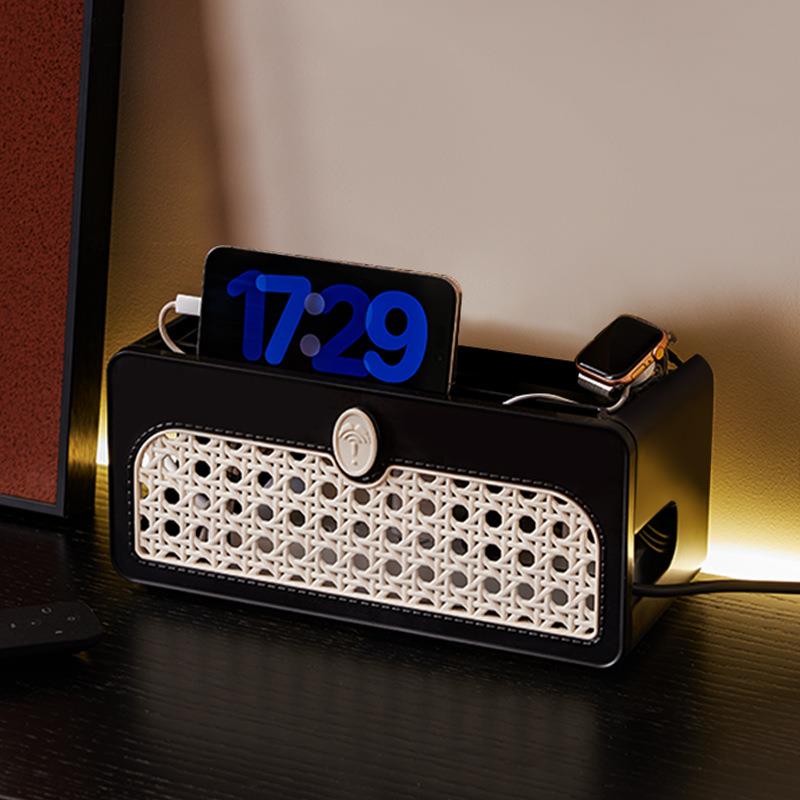 电线盒插板收纳盒多孔位散热可拆卸前开式顶部可置物盒遮丑装饰盒