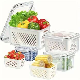 有FCM认证 跨境冰箱沥水密封盒带盖冰箱收纳盒蔬菜水果保鲜盒