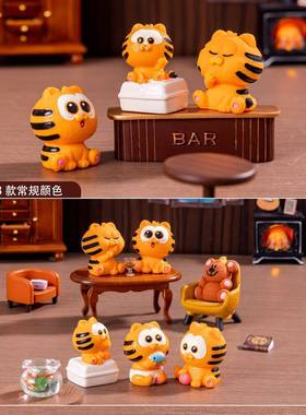 加菲猫卡通公仔手办钥匙挂件挂饰车载摆件树脂工艺品diy饰品配件