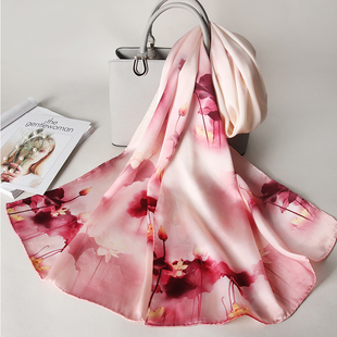 2025新款真丝丝巾女春夏季百搭围巾桑蚕丝沙滩巾防晒空调披肩两用