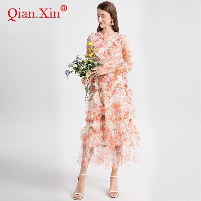 Mesh dress 福利价 仙女网纱丝滑长裙 复古女人味法式连衣裙 透视
