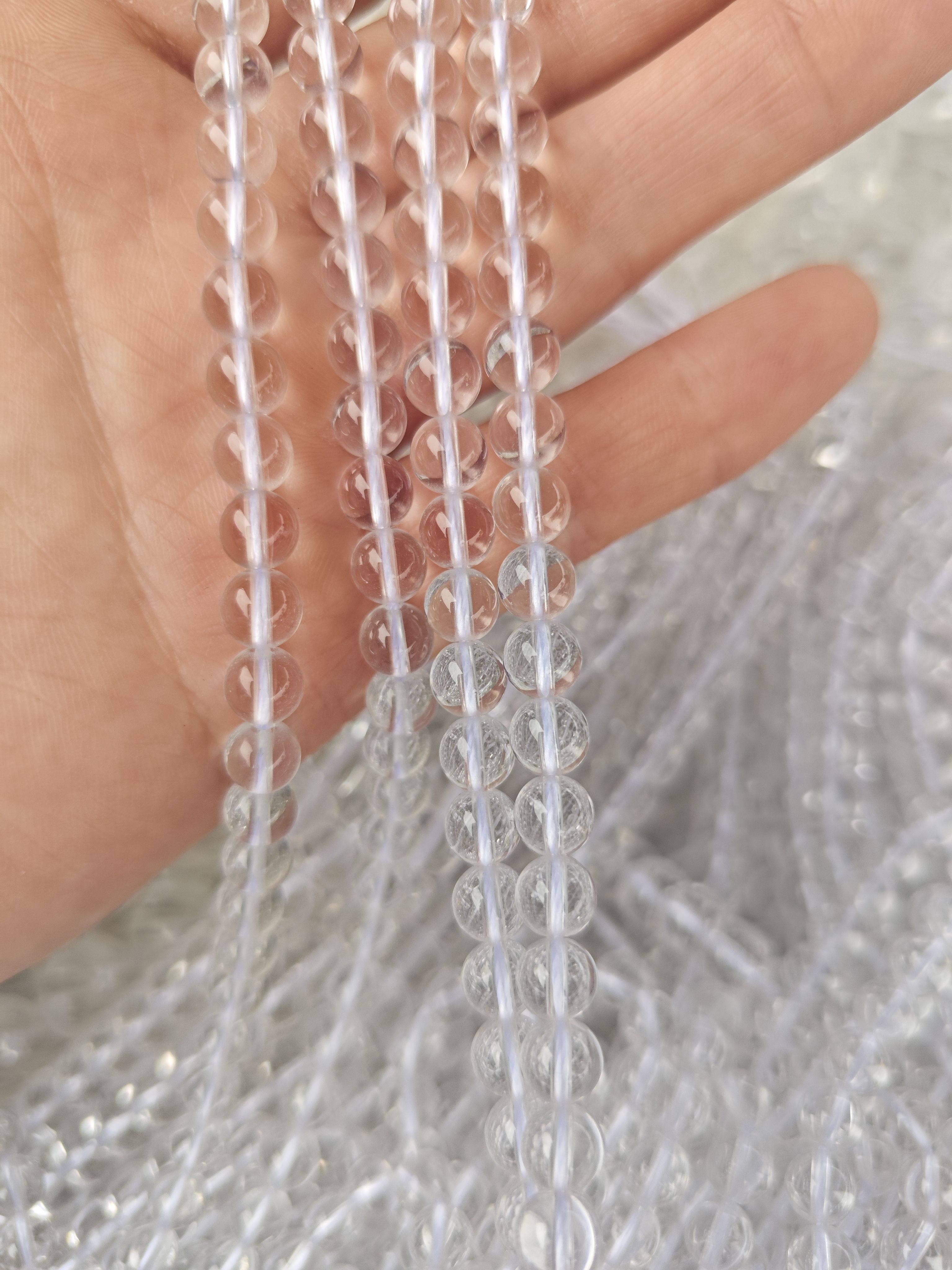 天然白水晶6mm散珠半成品可DIY原创