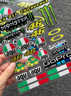 适用于车手AGV K3 PISTA镜片贴纸罗西46号小乌龟头盔组合反光贴纸