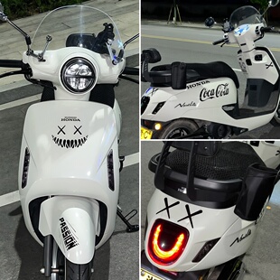 适用25款本田ns125LA恶魔笑脸车前板装饰PASSION贴改装反光车身贴