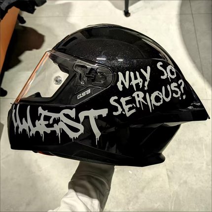 WHY SO SERIOUS小丑头盔装饰贴纸JOKER电动车摩托illest反光车贴