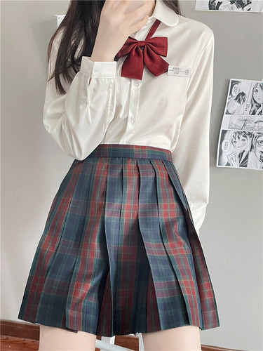 现货长短袖jk制服衬衫日系奶白尖圆领学生春夏女生毕业正版面试新
