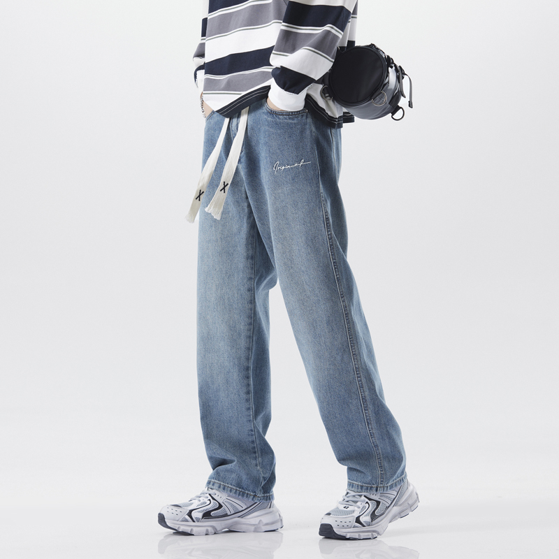【KNIS】2024年新款牛仔裤男款美式高街男生裤子痞帅直筒长裤