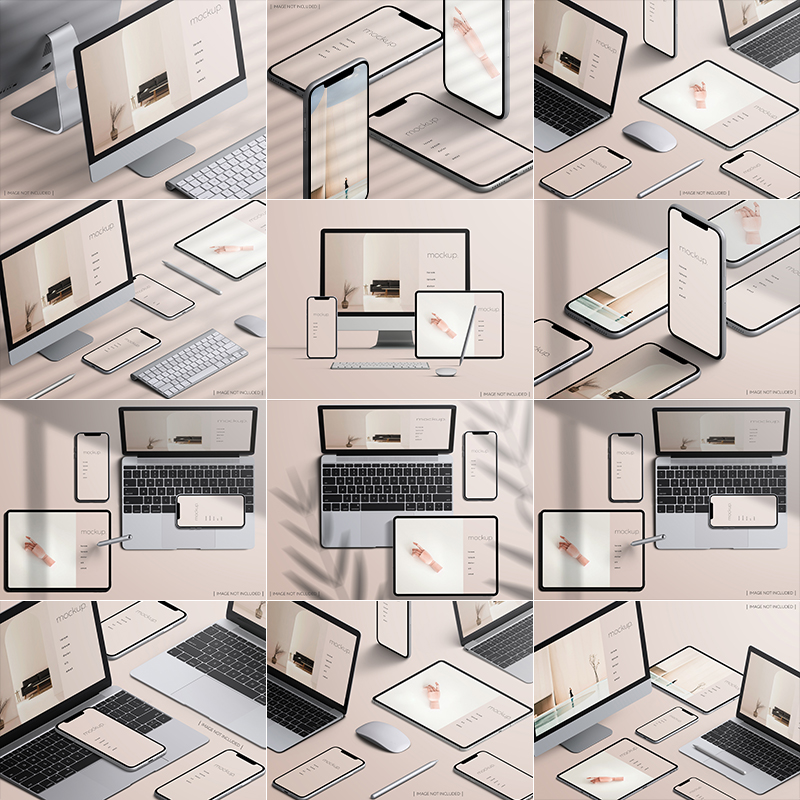 电脑平板手机样机Web网页App界面Ui作品集效果展示贴图素材Ps模板