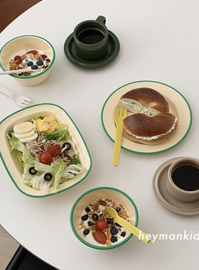 heymankids｜韩国awaken牛油果配色餐盘酸奶碗水杯沙拉意面盘露营