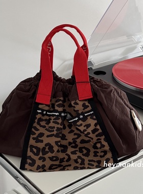 heymankids｜韩国beemymagic棕色豹纹双面用手提包饺子包BOKJORI