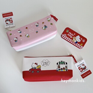 heymankids｜日本三丽鸥限定hellokitty50周年船型笔袋双面图三层