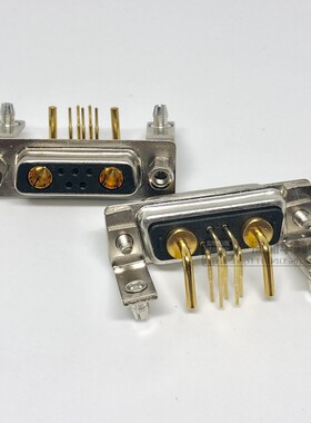 7W2公头母头弯脚带铁架 90度焊板D-SUB插座 DB7W2车针镀金实心铜