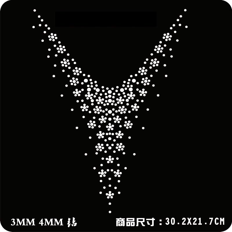 韩钻 烫钻烫图成品图 烫钻图 毛衫烫钻 V领图案 烫图DIY贴图定制