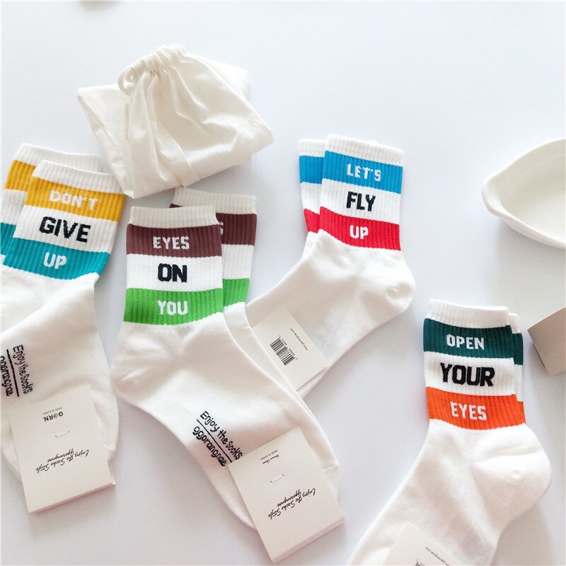 特价清仓韩国产东大门正品袜子socks女士运动袜彩色eyes条纹字母