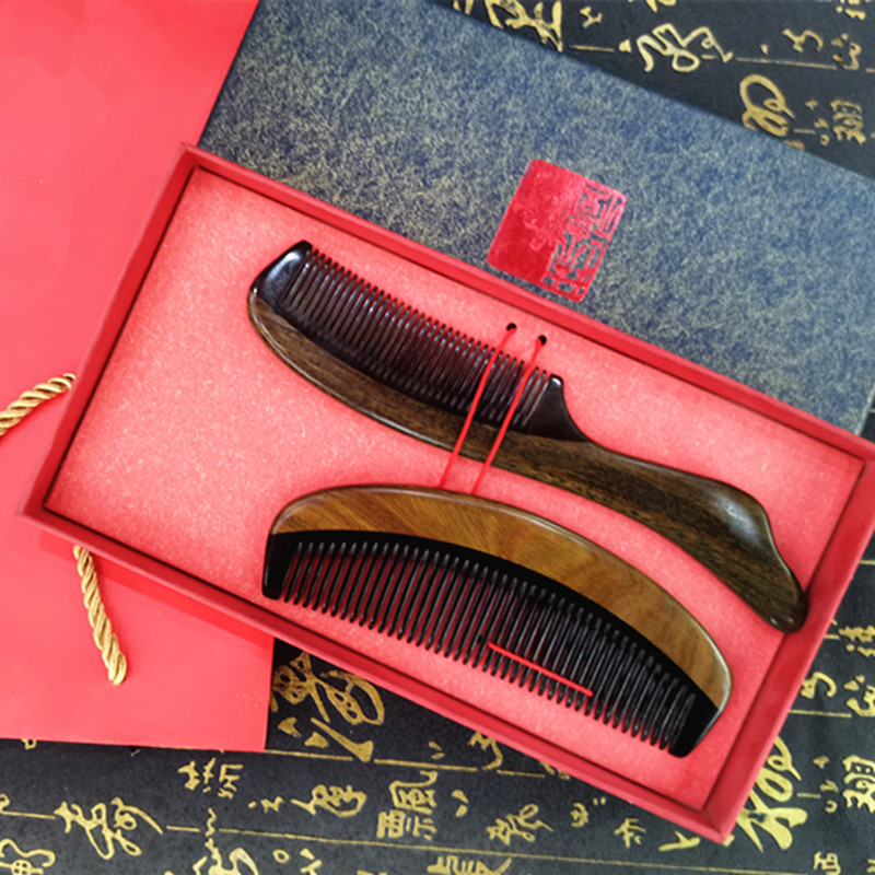 牛角梳子天然正品细齿女友礼物