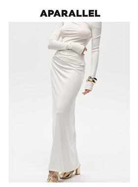 APARALLEL 2025春夏新款垂褶弹力半身裙女高腰显瘦百搭长裙